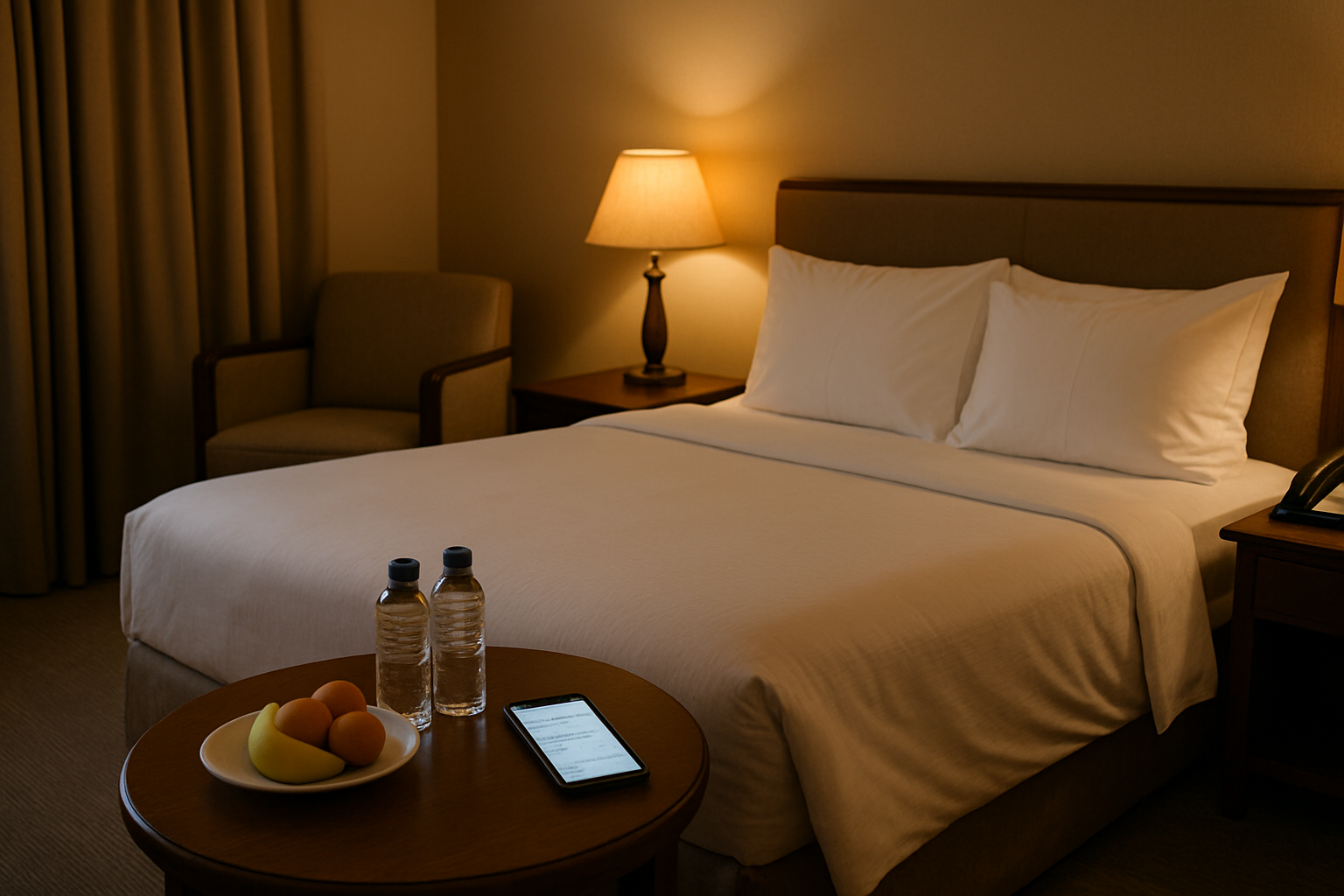 Neatly prepared hotel room for a respectful date in Abetifi