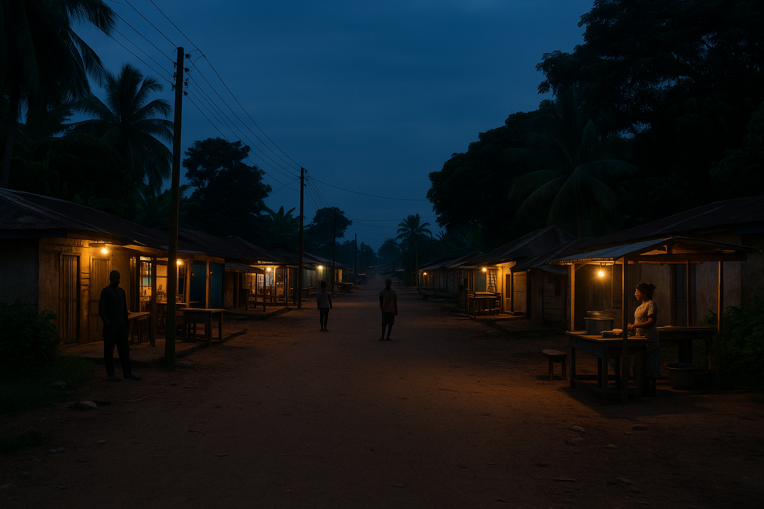 Acherensua street scene at dusk in Ghana’s Ahafo Region