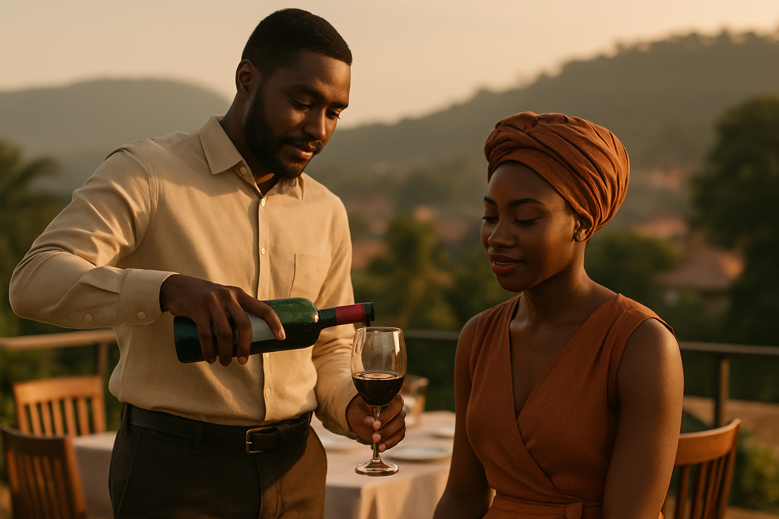 Adults preparing for a relaxed stylish evening in Akropong