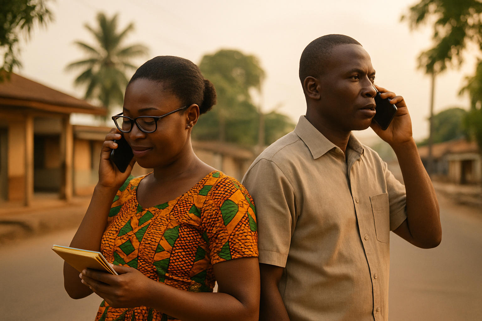 Adult companion meeting plans being confirmed by phone in Asamankese