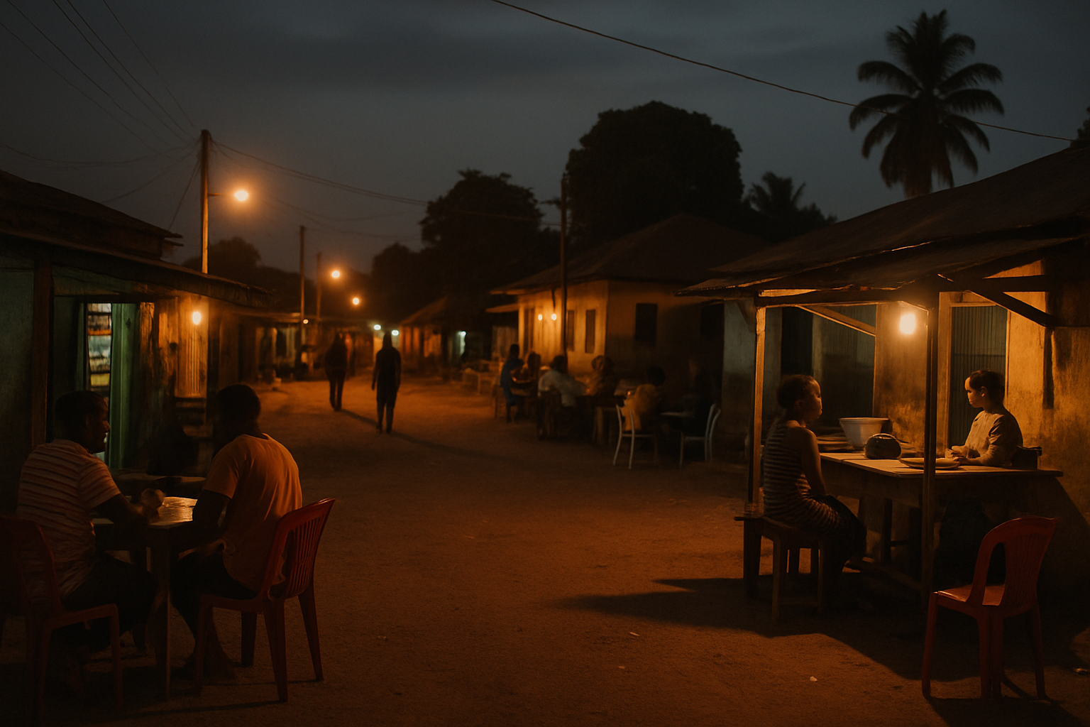 A modest evening social scene in Breman Asikuma, Central Region