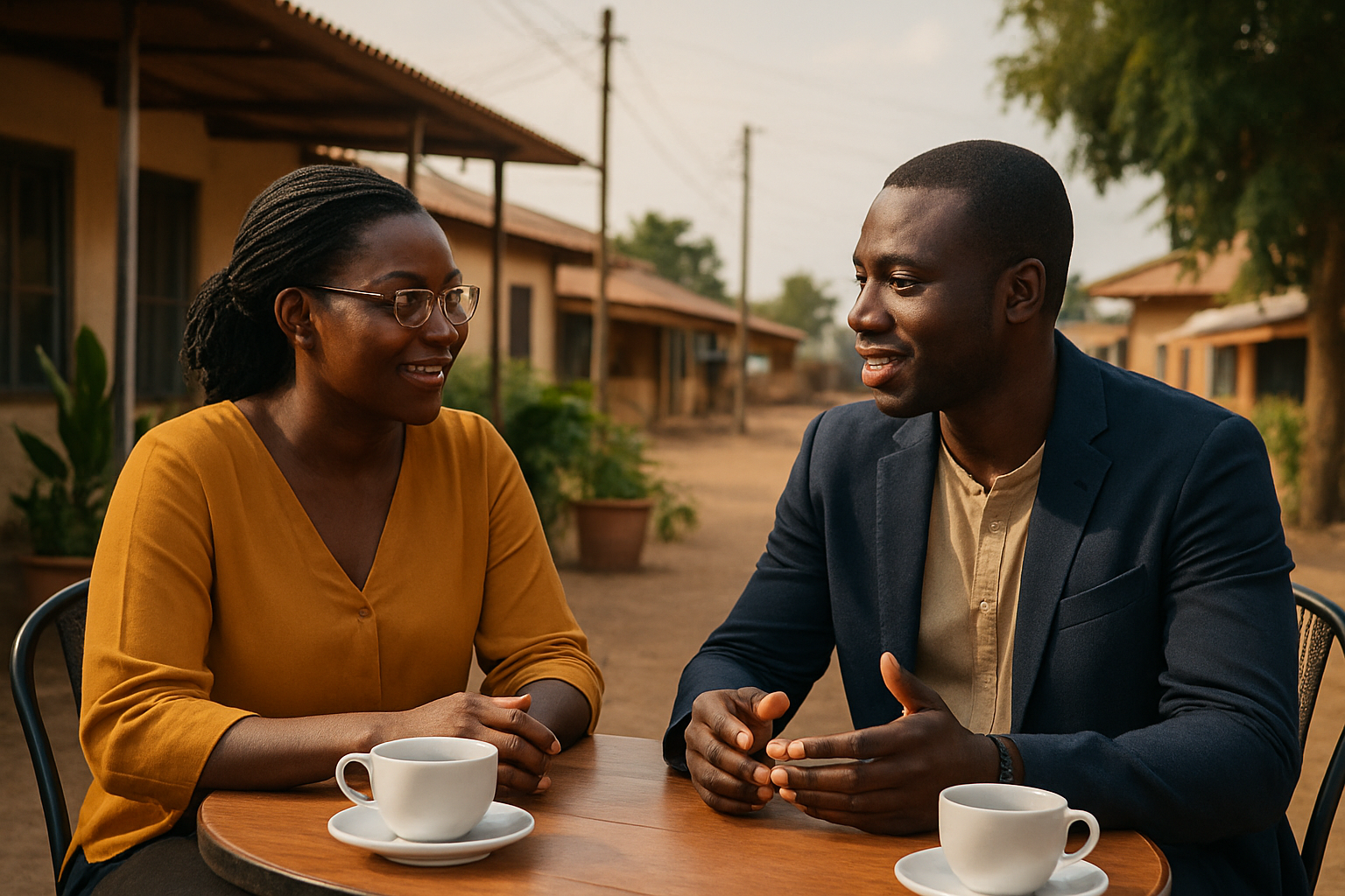 Two adults having a respectful dating conversation in Chiraa