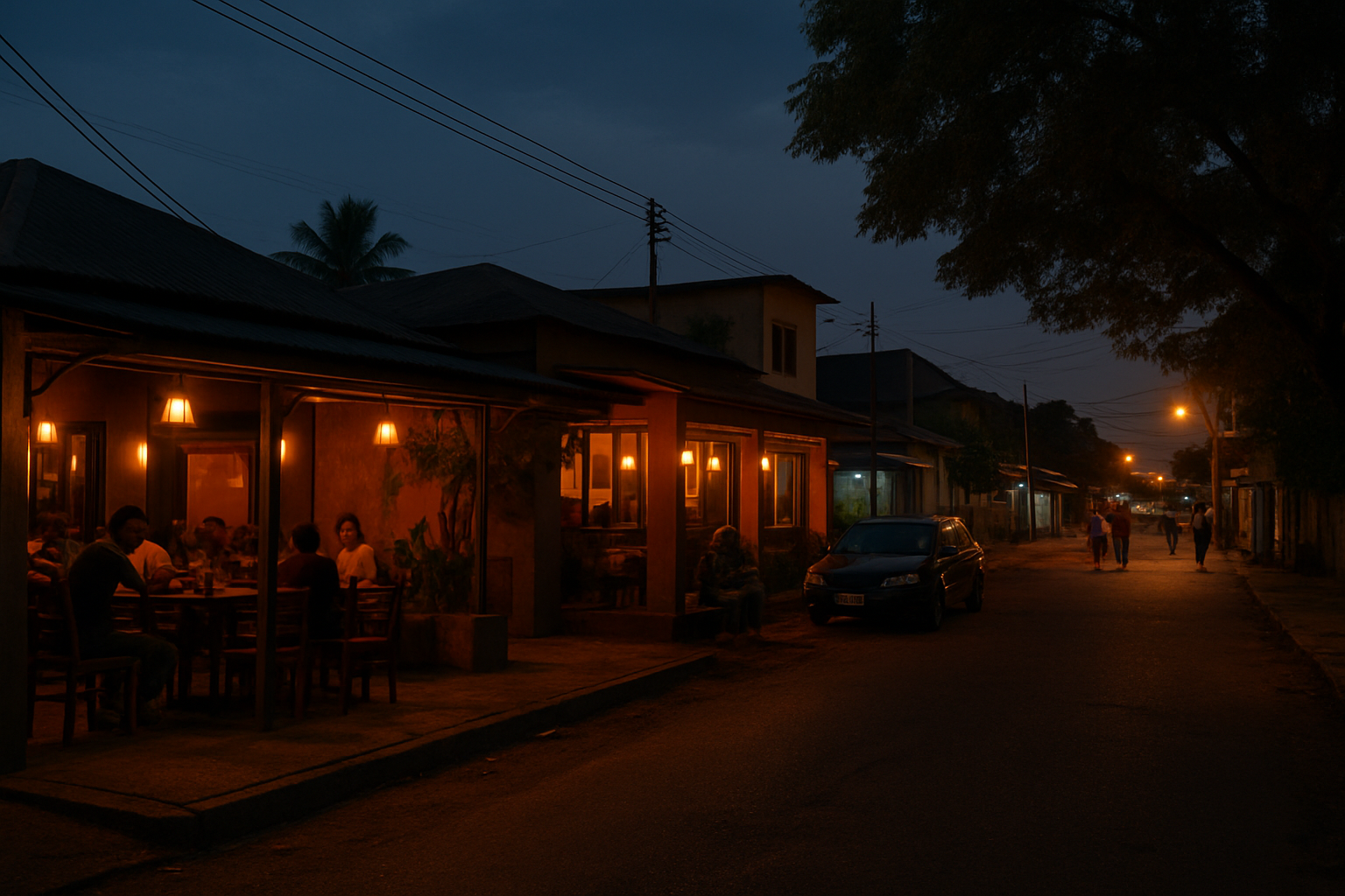 Warm evening streetscape in Dansoman, Greater Accra