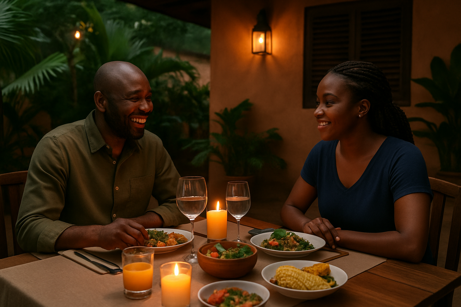 Adults having a respectful dinner conversation in Kade
