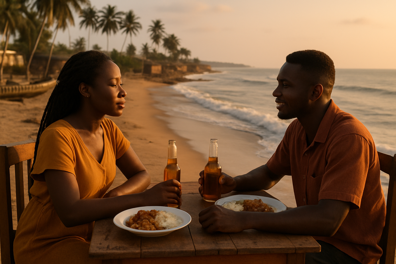A relaxed evening date setting in Senya Beraku, Central Region
