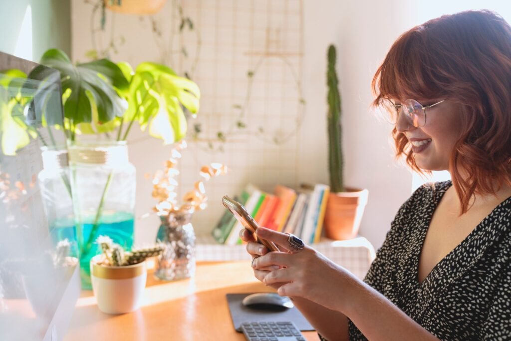 A person browsing a directory on a smartphone at home