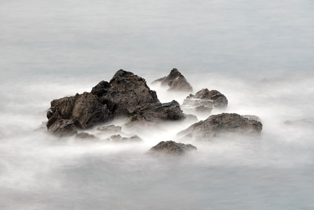 mountain, rock, peak, clouds, sea, wave, water, travel, waves, nature, landscape, beach, coastline, scenery, rock, rock, rock