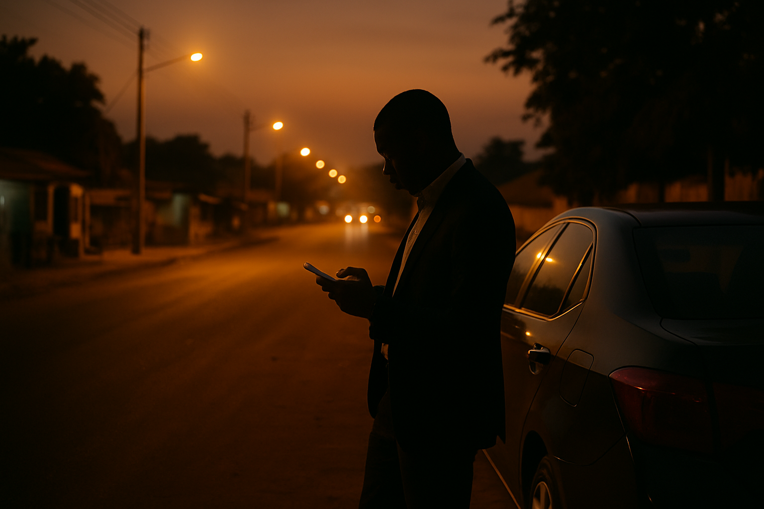 A discreet evening plan being checked on a phone in Greater Accra