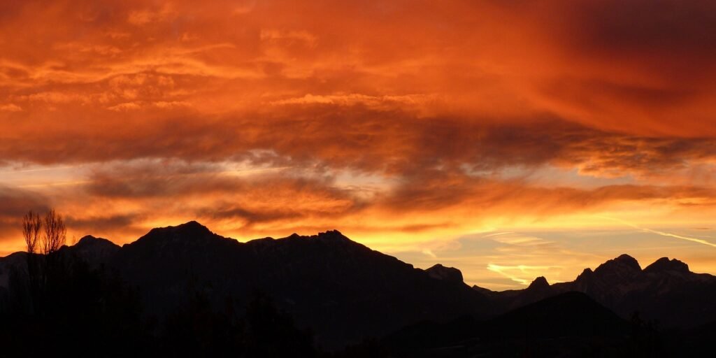 landscape, sky, silhouettes, mountains, sunset, dusk, twilight, dawn, skyscape, cloudscape, nature, morning, clouds, contrast