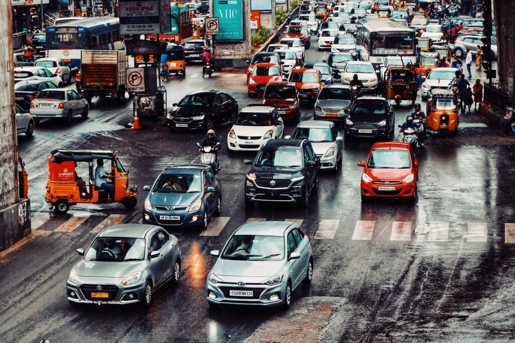 traffic, nature, city, road, street, rain, hyderabad, india, landscape