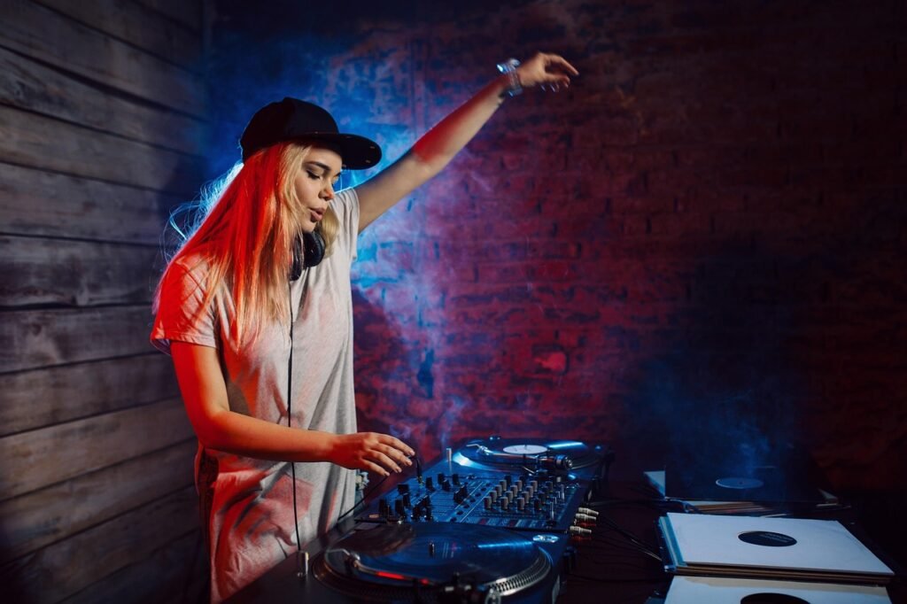 woman, dj, night club, music, party, fun, lifestyle, nightlife, sound, clubbing, female, equipment, modern, audio, nightclub,