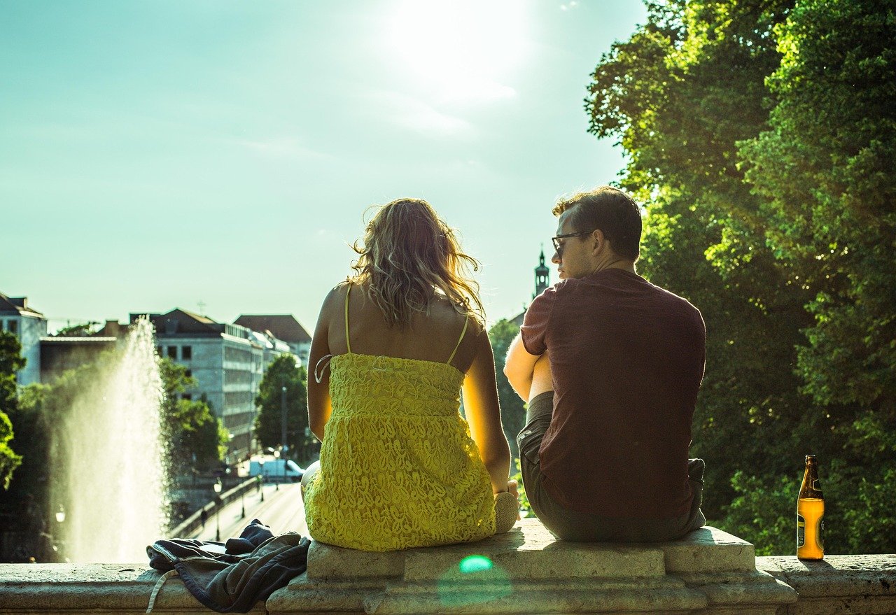 love, couple, romance, outdoors, travel, leisure, recreation, city, romantic, lovers, relationship, woman, man, dating, date,
