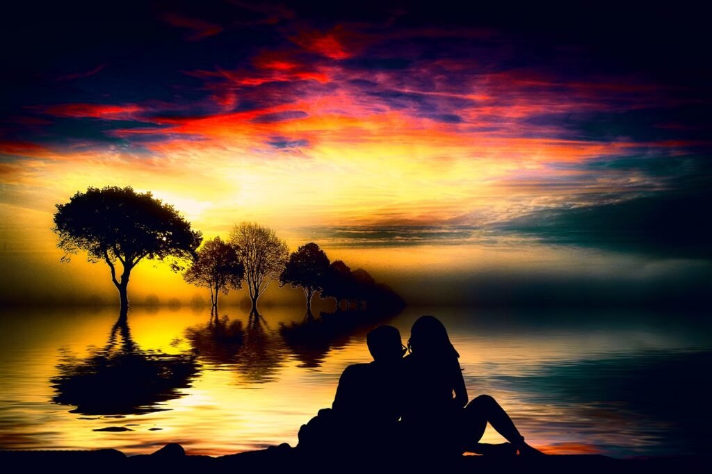 romance, love, couple, silhouette, outdoors, travel, sight-seeing, romantic, relationship, bonding, dating, together, togethe
