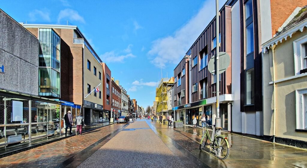 street view, town, nature, bike, blue sky, sky, street