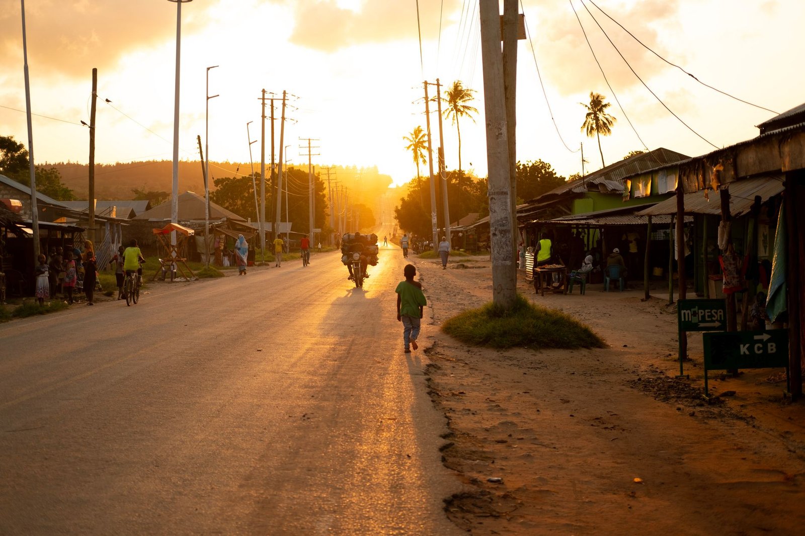 Quiet rural road in a small Western North Region town at golden hour