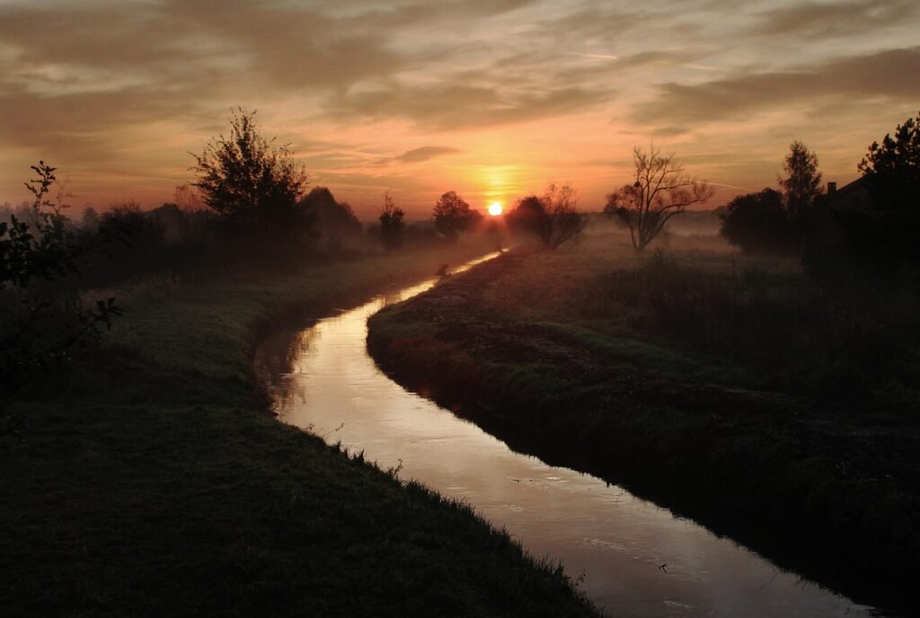 east, sunrise, landscape, in the morning, morning, fog, view, poland, the sun, east słonca, the fog, village, nature, sky, su