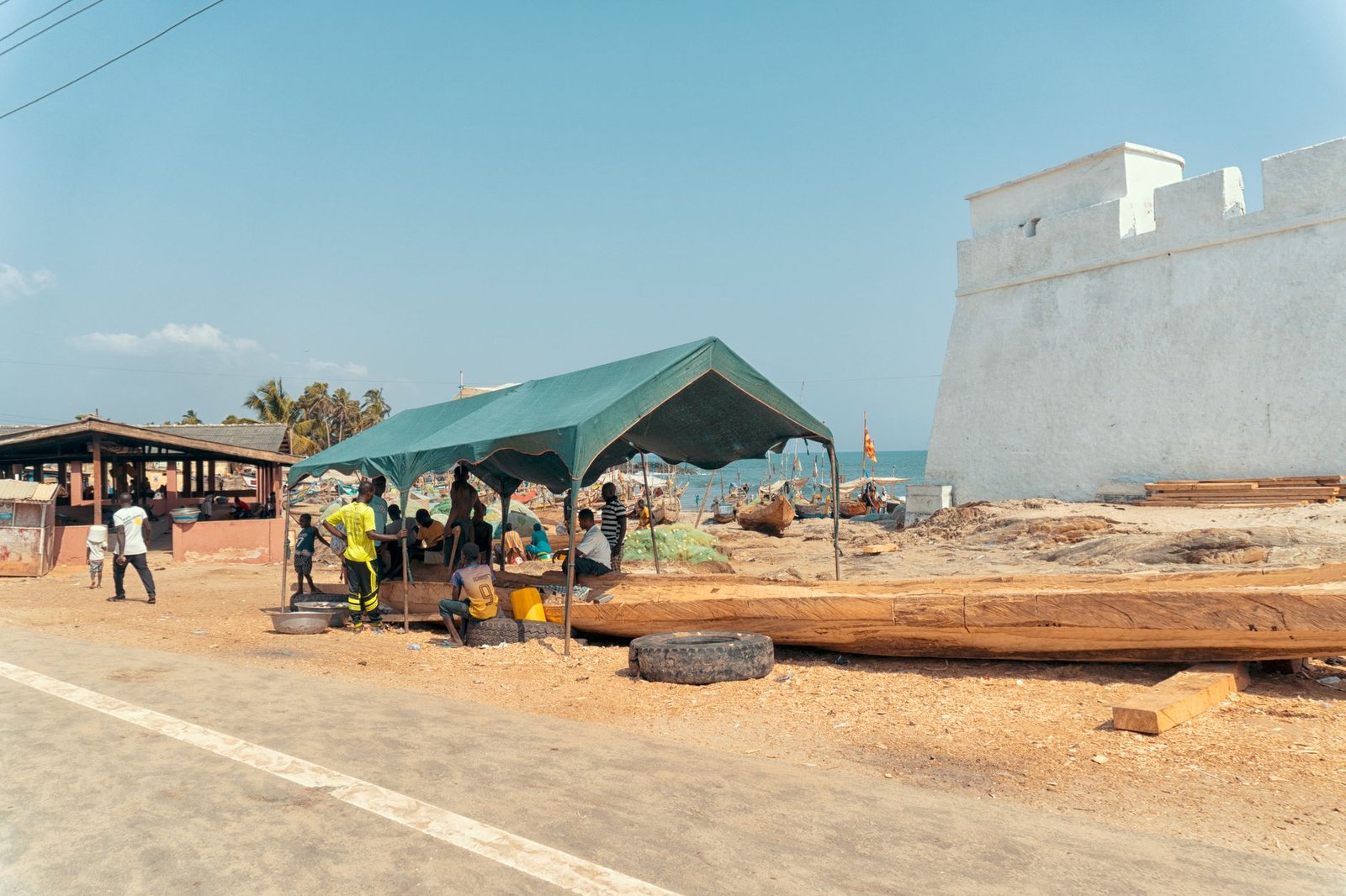 Quiet street scene in Agona Swedru, Central Region, Ghana