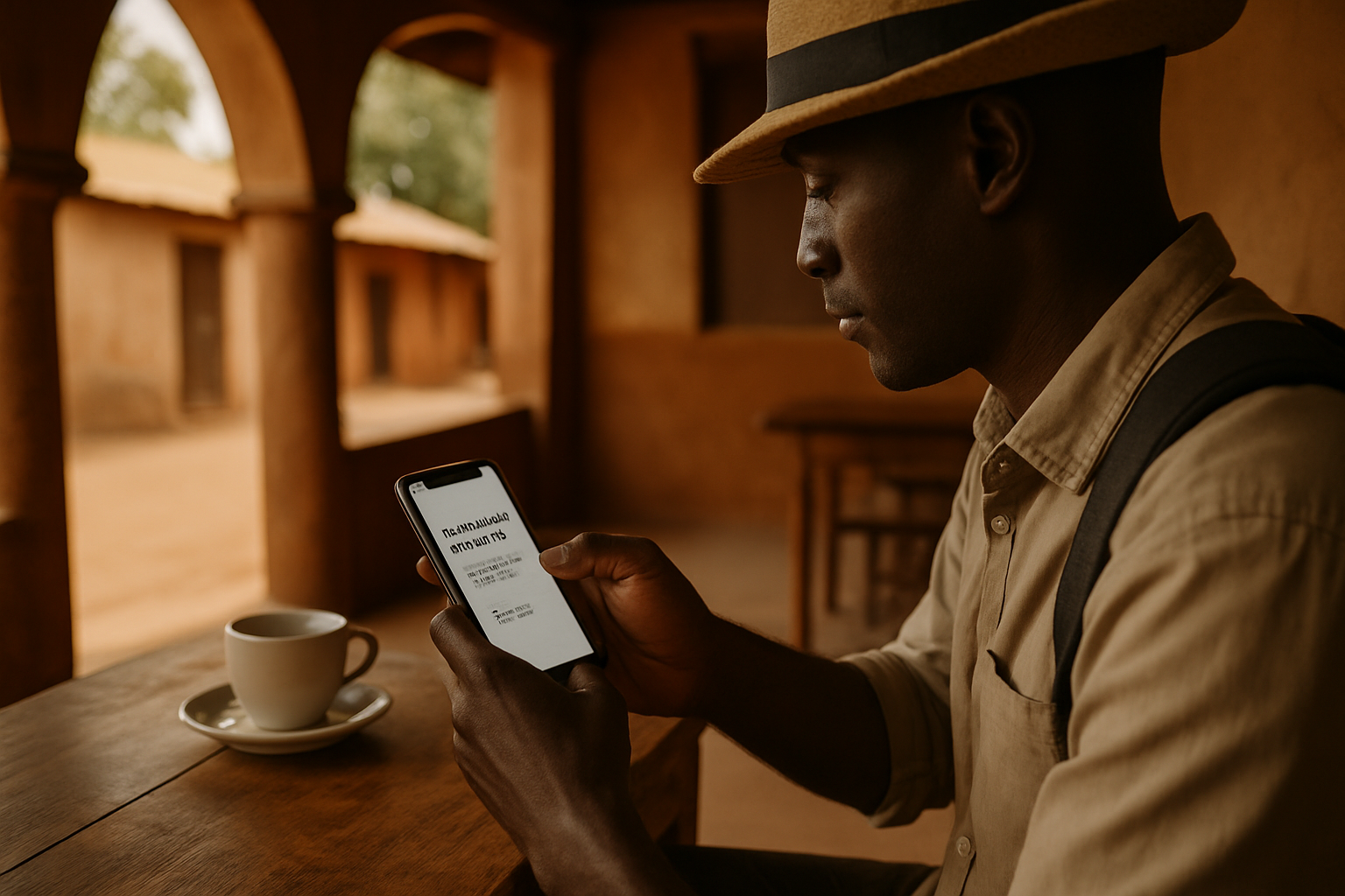 Adult reviewing a discreet booking message on a phone in Bongo