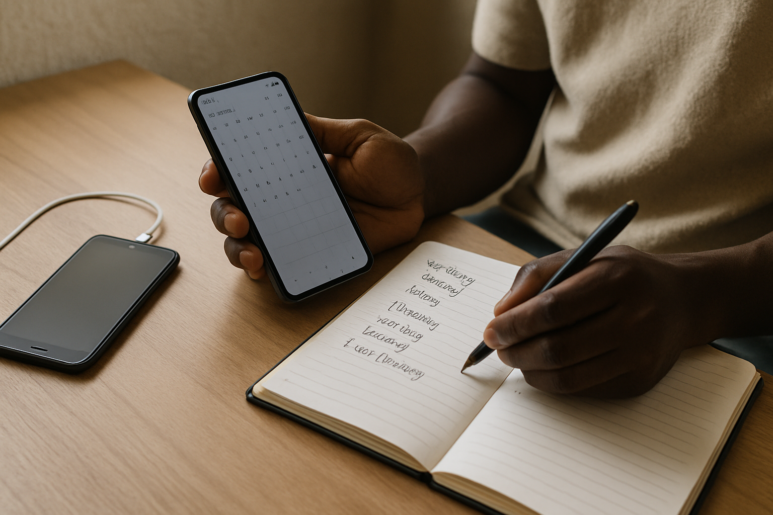 Phone and notes used to plan a private meeting respectfully in Gushegu