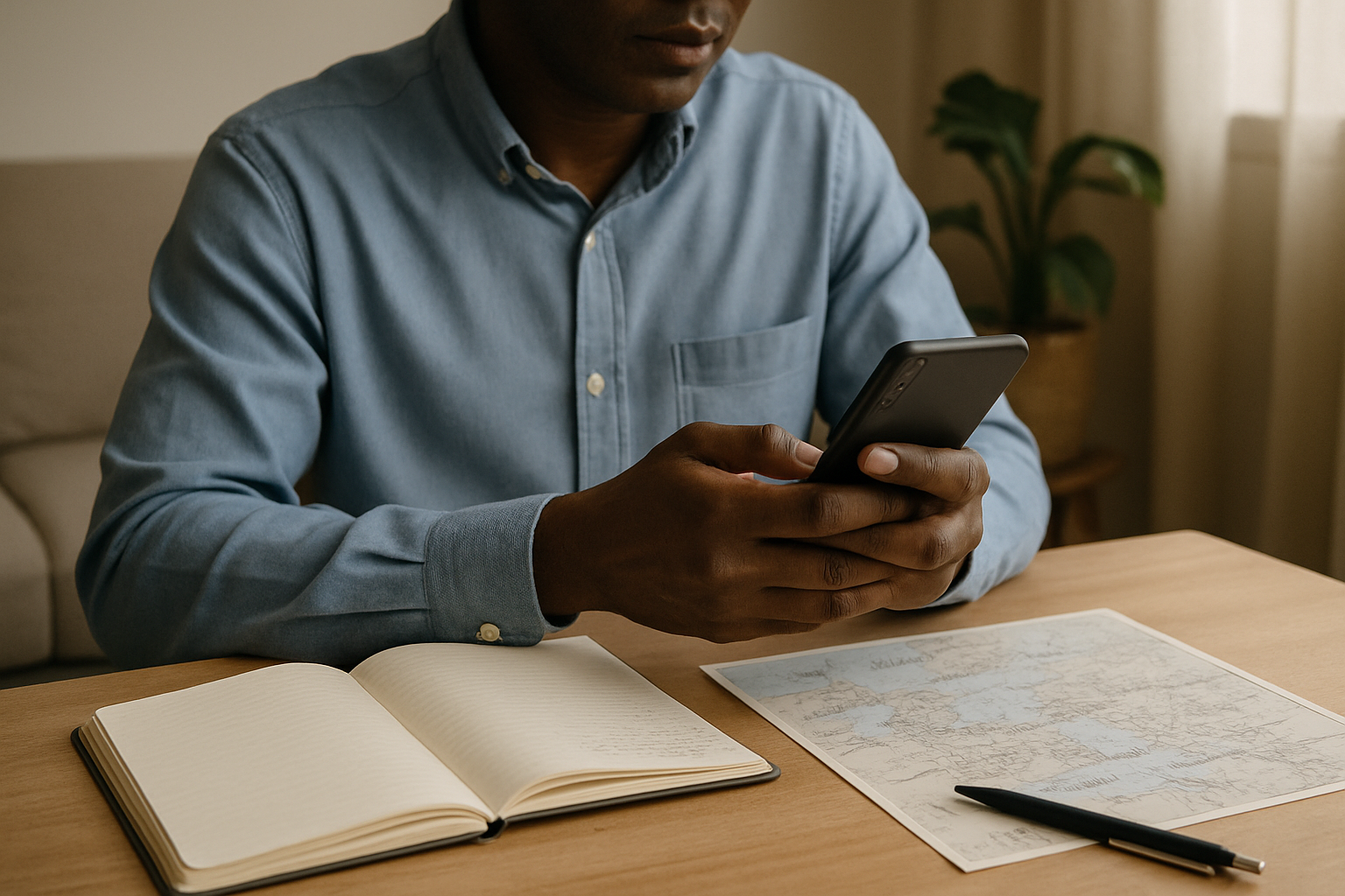 Adult reviewing private booking notes and travel details on a phone