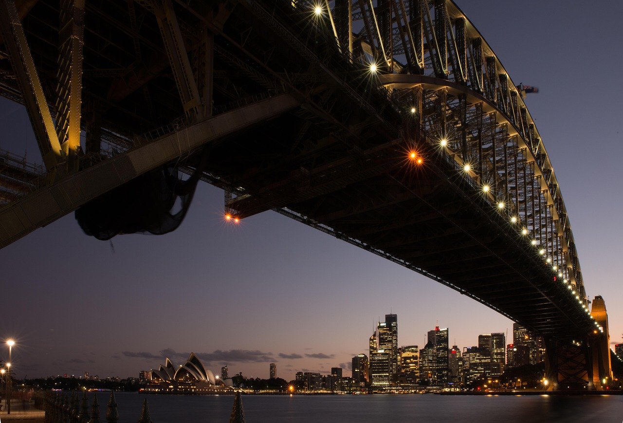 bridge, opera house, sydney, opera, australia, architecture, landmark, port, city, skyline, travel, places of interest, sydne
