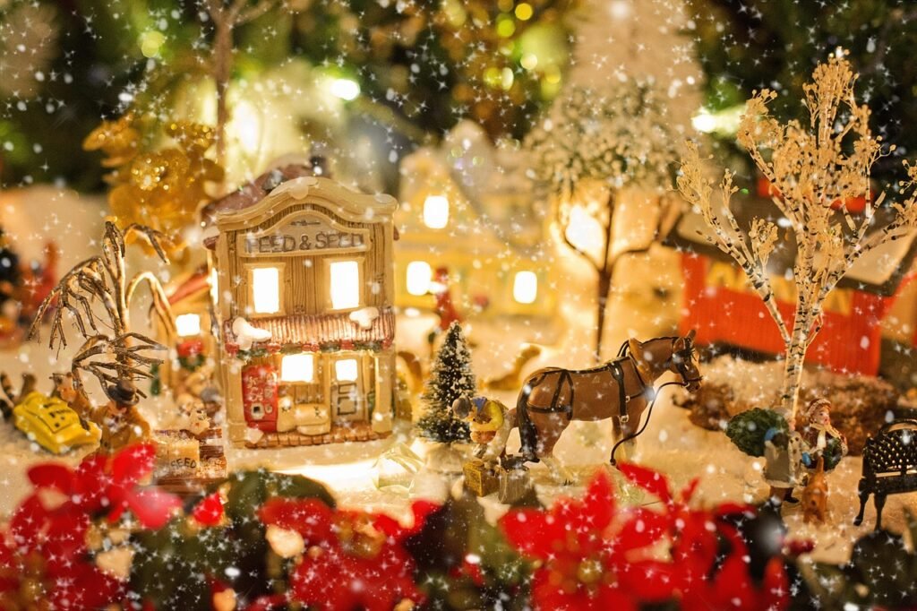 christmas village, christmas, xmas, snow, winter, holiday, landscape, decoration, greeting, scene, merry christmas, nature, s