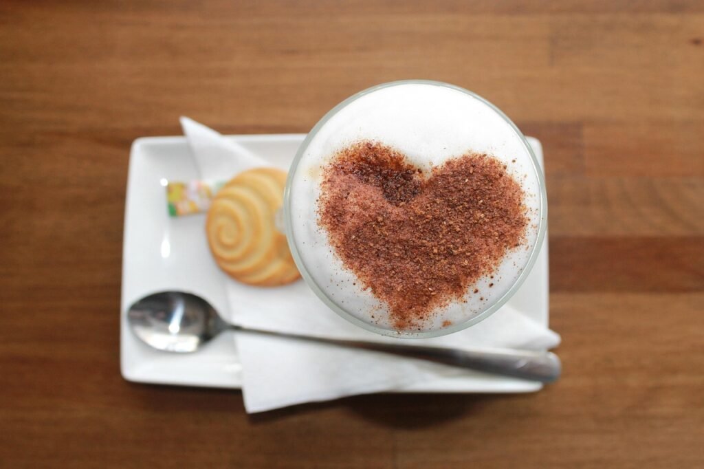 coffee, the cake, café, coffee cup, sweets, dessert, cookies, pastry shop, cup, heart
