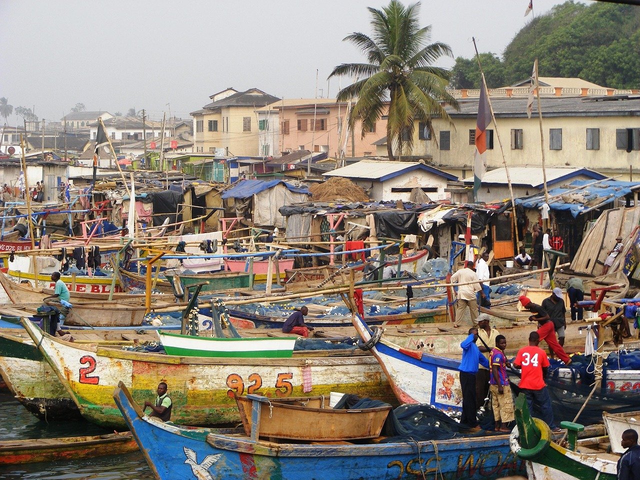 africa, african fishermen, ghana, elmina, boat, port, fish, sea, ocean, ghana, ghana, ghana, ghana, ghana