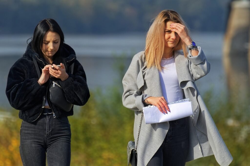 girls, walking, outdoors, people, casual, together, lifestyle, women