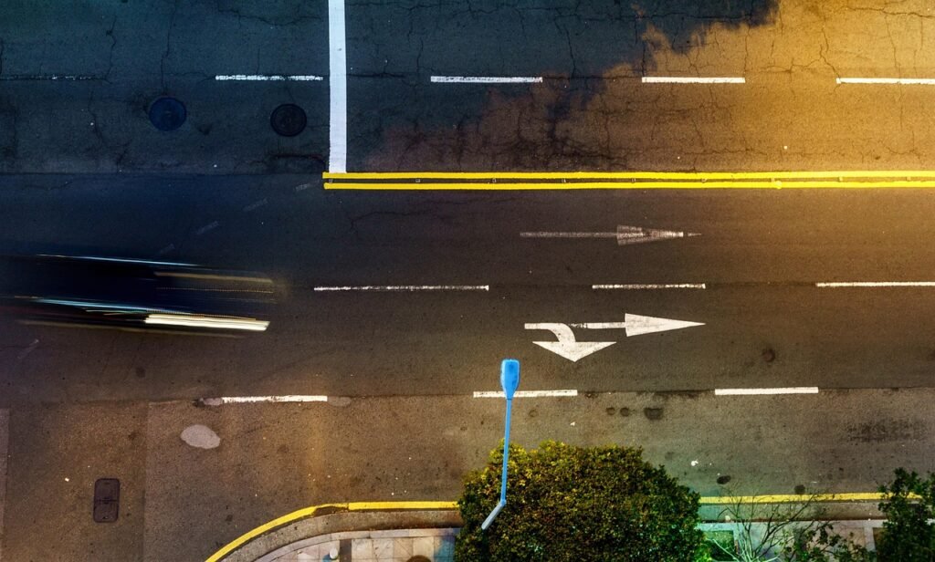 street, aerial, city, view, architecture, aerial view, urban, district, scenic, house, city street, road, downtown, cityscape