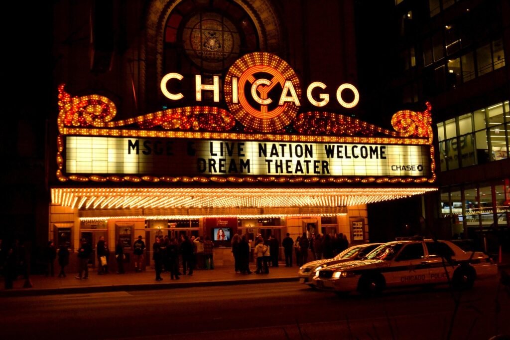 chicago, theater, chicago night, architecture, street, cinema, chicago, chicago, chicago, chicago, chicago, cinema