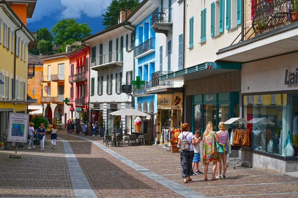 switzerland, street, city, city life, shops, shopping, stores