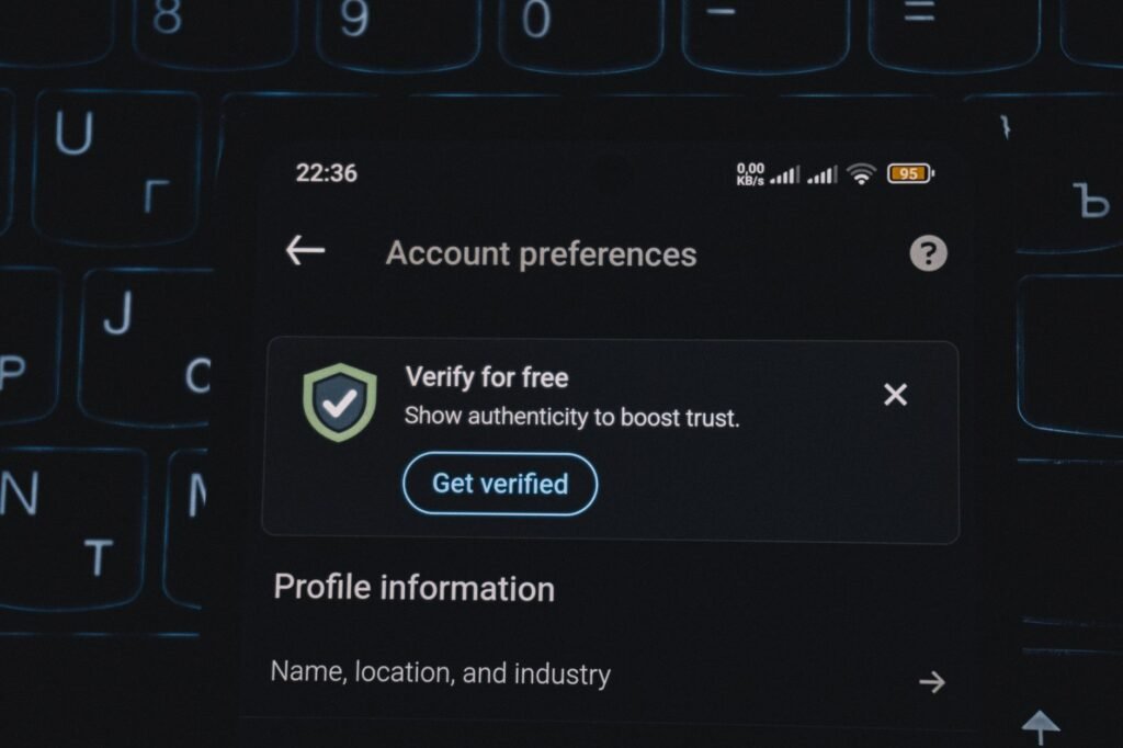 Adult checking verification information on a smartphone
