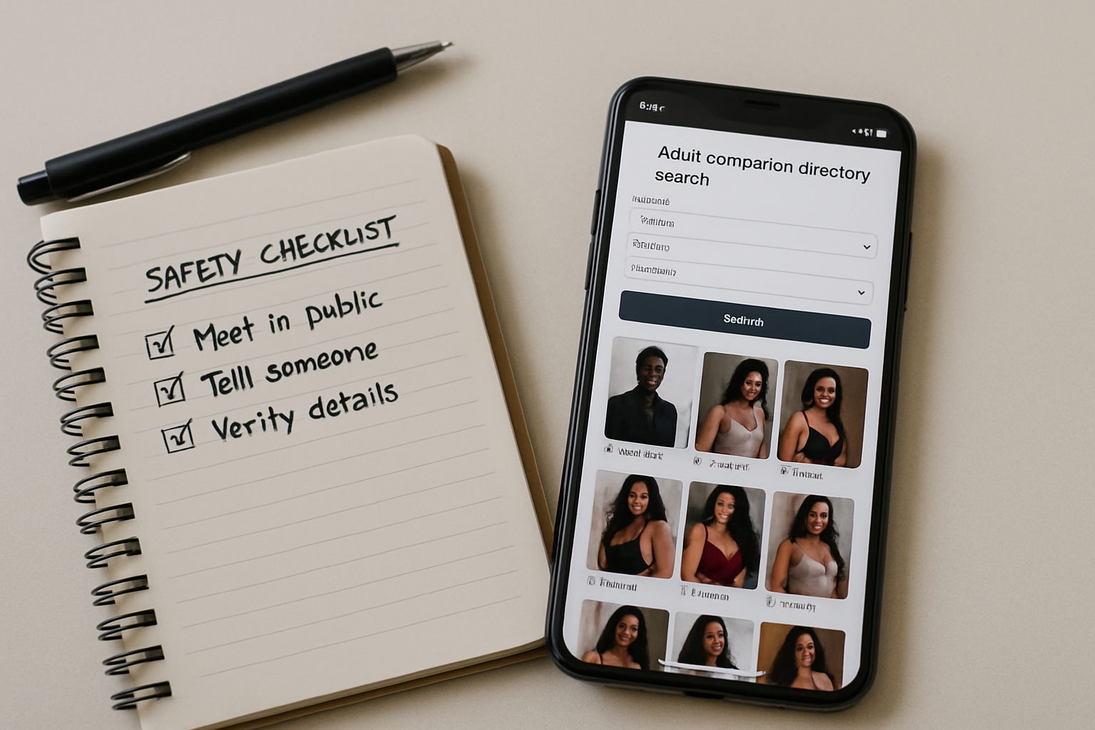 Smartphone and safety checklist for browsing Accra companion profiles