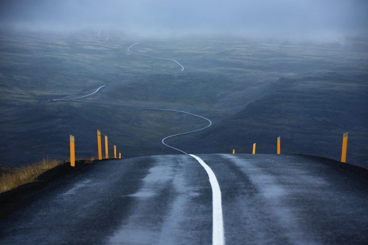 road, street, winding, winding road, empty road, asphalt, perspective, highway, landscape, outdoors, iceland, rural, countrys