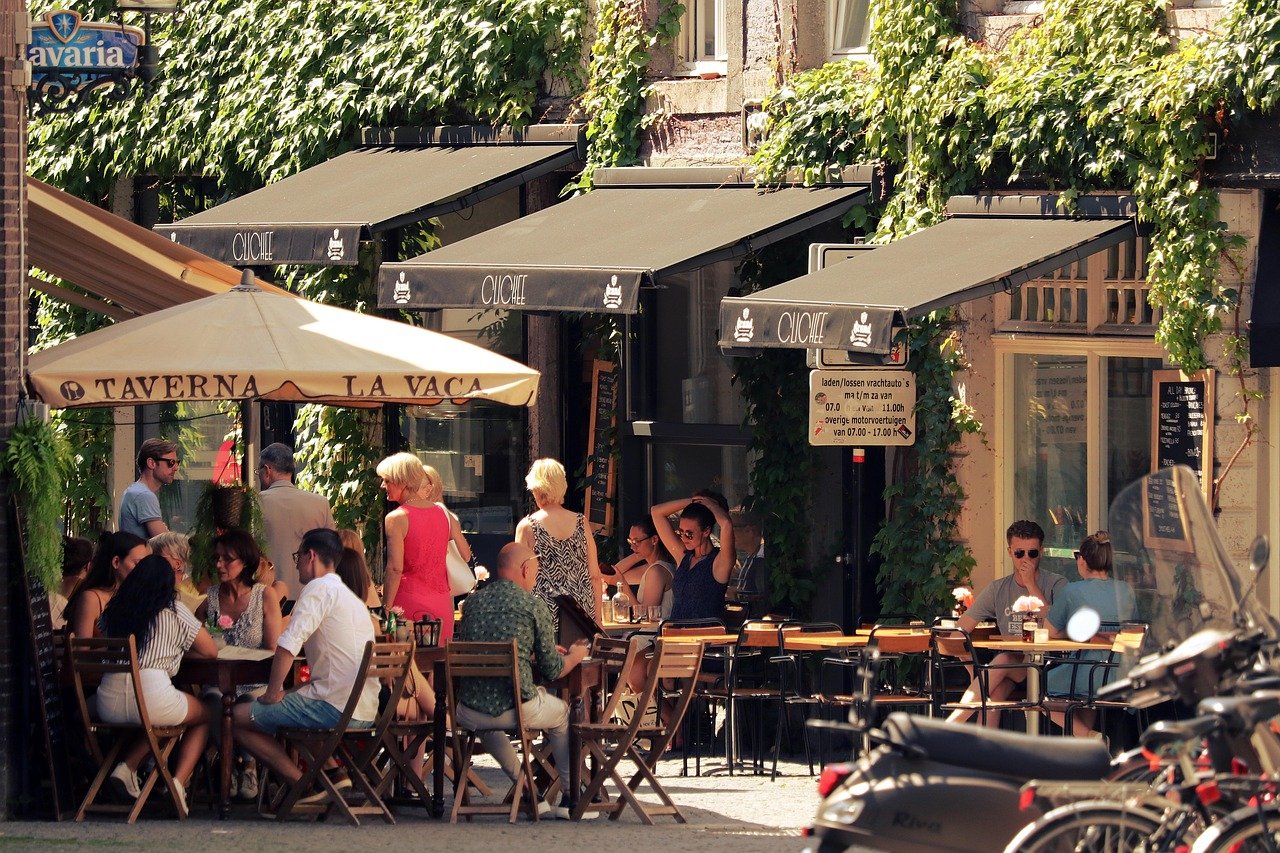 city, street cafe, gastronomy, restaurant, historic center, tourism, coffee shop, downtown, road, umbrellas, chairs, bistro,