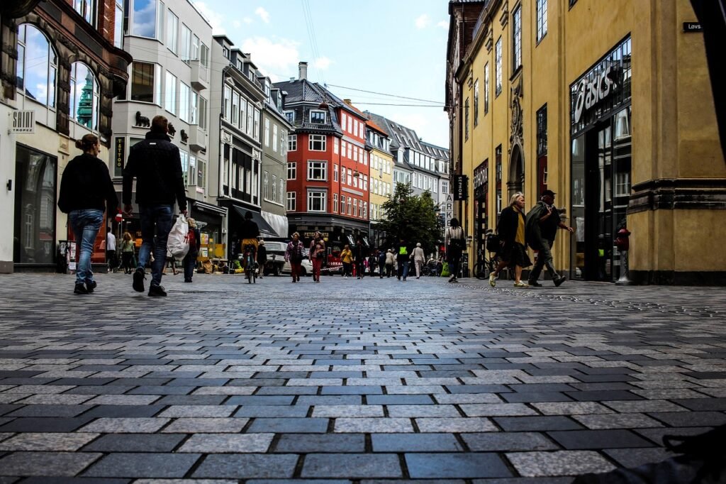 city, alley, shopping mall, passage, historic center, people, company, social life, life, move, houses, shops, facades, civil