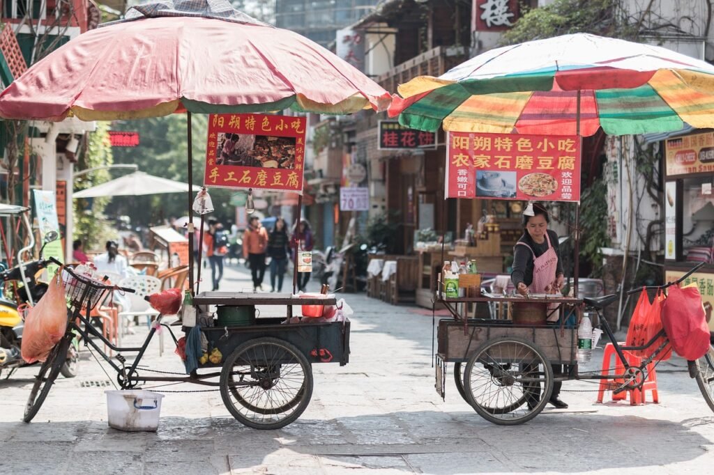 china, street, street vendors, guilin, yangshuo county, snack, china, china, china, china, china