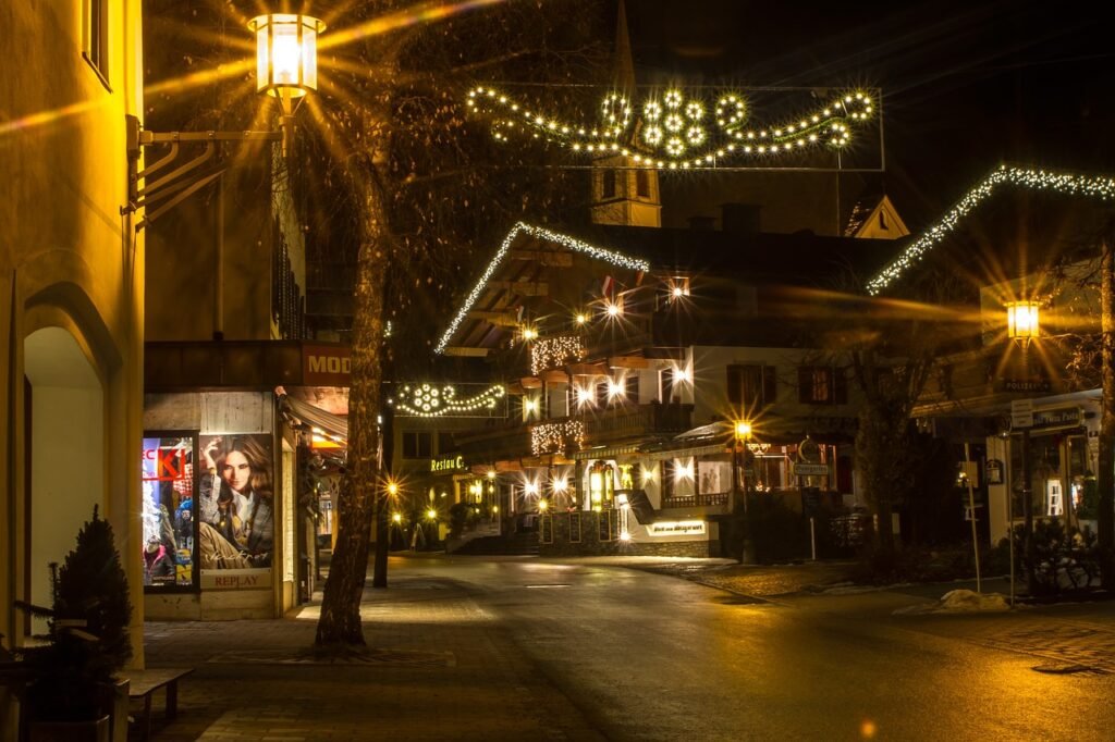 hate, alley, street lighting, businesses, hotel, fieberbrunn, illuminated, at night, hate, hate, hate, hate, hate