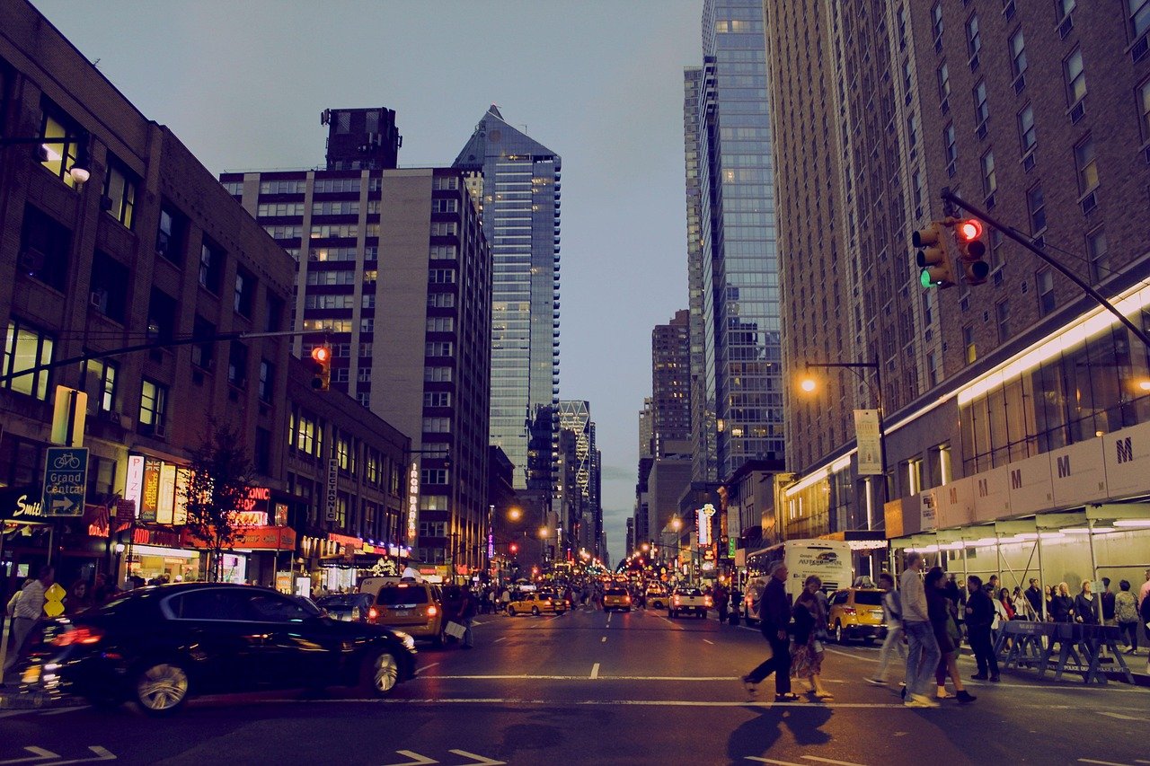 new york, city, travel, transportation, street, night, lighting, view, busy people, newyork, emotion, daily, life, traffic, n