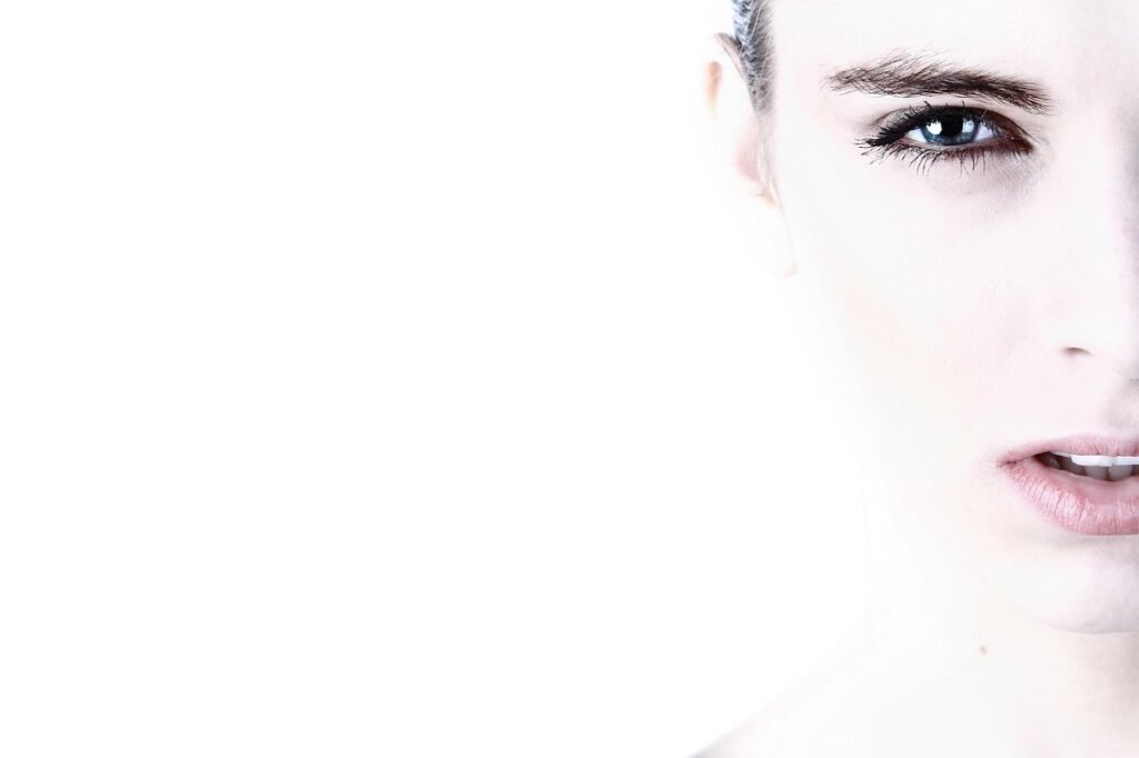 face, woman, portrait, girl, profile, head, skin, female, lady, half face, model, female model, female portrait, isolated, st