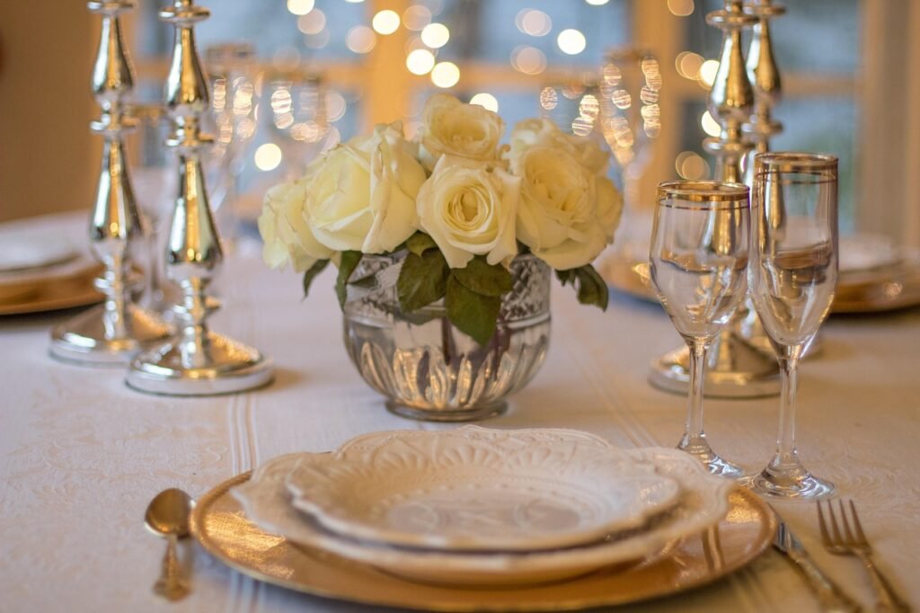 table, place setting, dinner, setting, place, plate, white, silverware, dining, elegant, china, flatware, romantic, silver, w