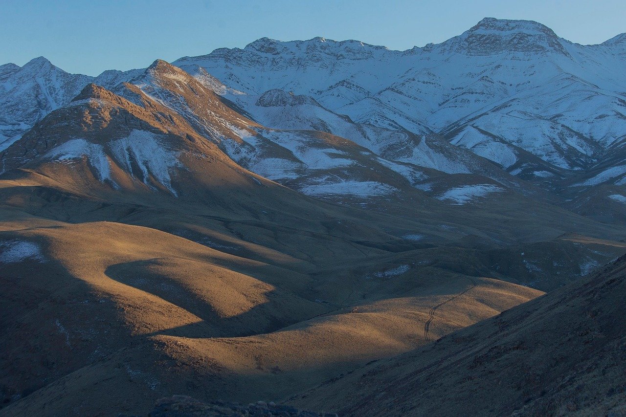 mountain, summit, snow, winter, landscape, peak, nature, sunset, tafresh, markazi province, iran, life, day, beautiful place,
