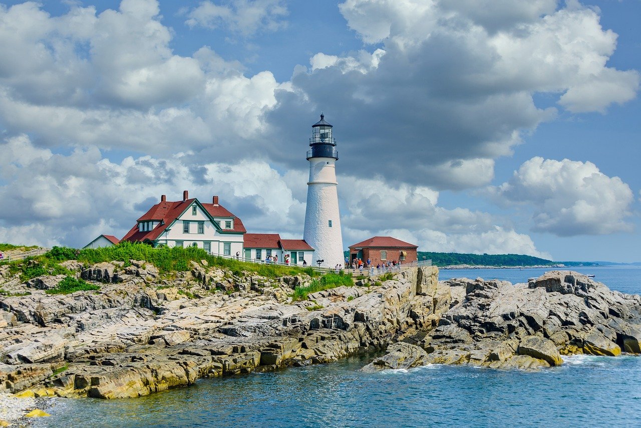 portland head light, lighthouse, light station, tower, old lighthouse, historic lighthouse, historical, landmark, coast, coas
