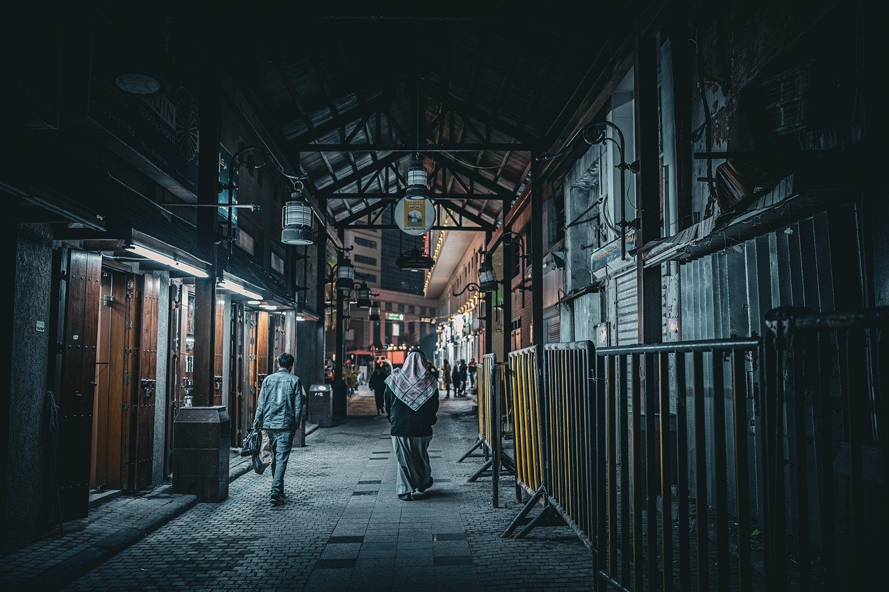 street, city, road, people, night, urban, alley, architecture, tradition, culture, kuwait, pixabay, buildings, cityscape, mod