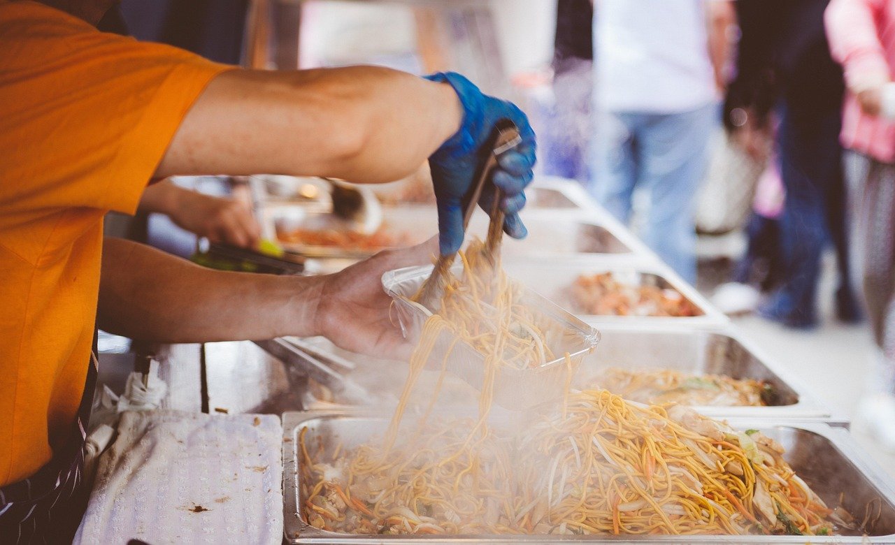 cooking, crowd, food, hot, man, market, meal, noodles, people, restaurant, street food, brown food, brown cooking, brown rest