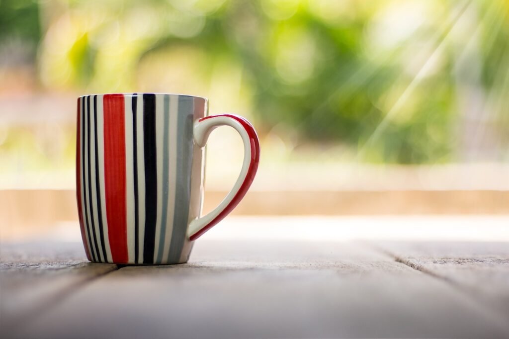 cup, coffee, vintage, drink, cafe, closeup, coffee cup, bokeh, striped, tea cup, tea